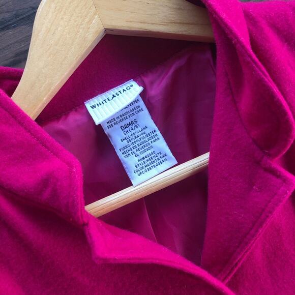 Vintage White Stag Pink Wool Blend Pea Coat Women's 4/6 Preppy Barbie 90s Y2K - Picture 10 of 10